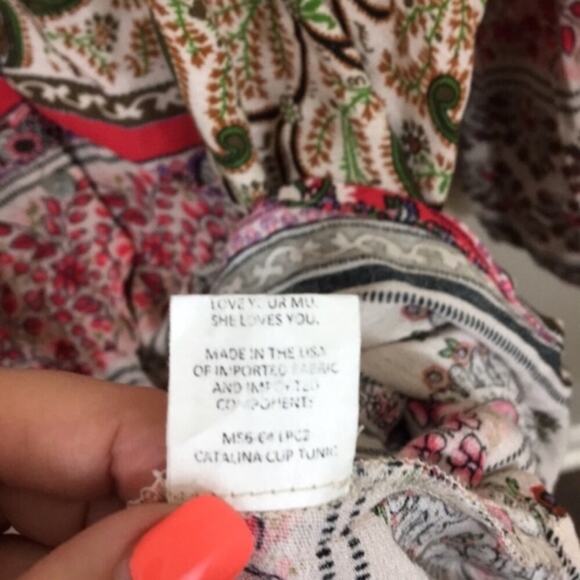 Show Me Your MuMu Paisley Floral Catalina Cup Pink/Green Tunic - Picture 4 of 6